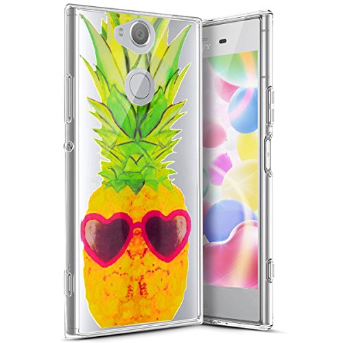Coque Sony Xperia XA2, Étui Sony Xperia XA2, Surakey Sony Xperia XA2 Coque Transparente Silicone avec Motif Fleur Ours Crâne Dessin Imprimé Souple TPU Housse Etui avec Absorption de Choc Bumper Ultra