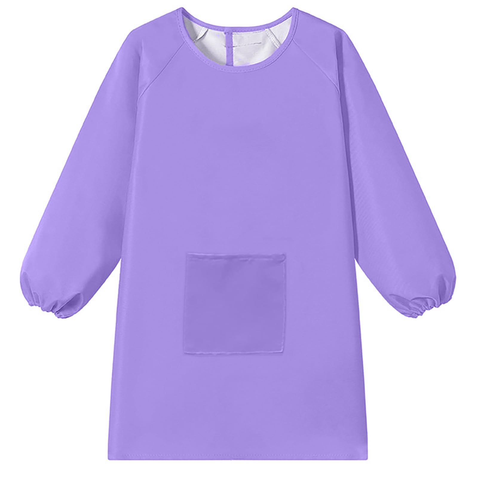 WULIQIUQIU Kids Art Smock, Waterproof Artist Painting Apron Smocks for Children Full Coverage Long Sleeve Smock with Pocket Purple 2XL