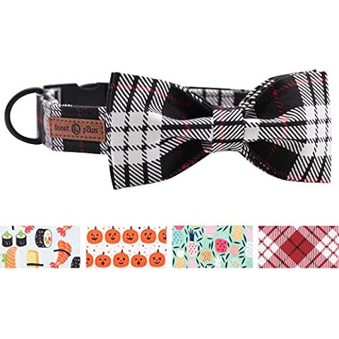 lionet paws Dog Collar Durable Adjustable Metal Buckle Collar with Bowtie for Medium Dogs, Neck 34-55cm M Cover