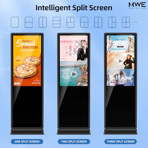 Image of JIYANG 32 Inch Indoor Touchscreen Digital Signage Floor Standing Digital Interactive Kiosks LCD Totem Monitor with WiFi /USB Input Auto Media Player Android System,Free Customization Logo
