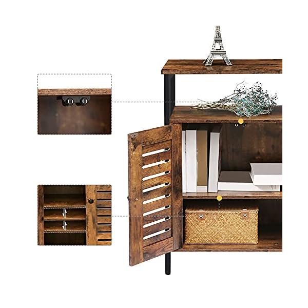 HOOBRO Storage Cabinet, Floor Standing Cabinet with Door and Adjustable Shelf, Kitchen Storage Cupboard, Small Sideboard, for Kitchen, Living Room, Bedroom, Industrial, Rustic Brown EBF23CW01 - Image 5