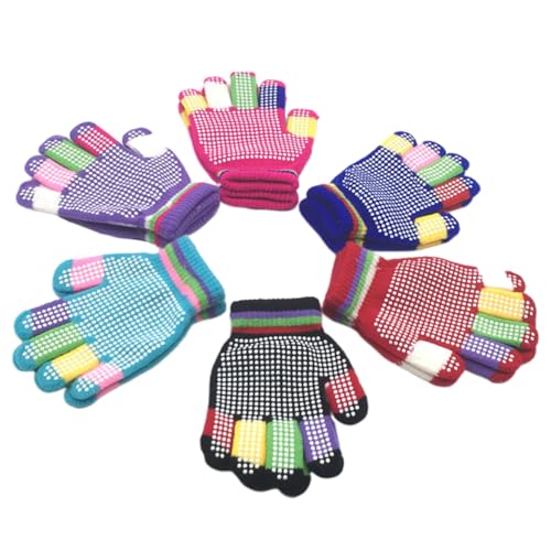WOFASHPURET 12 Pairs Boys and Girls Winter Snow Gloves Girls Boys Anti-slip Stretch Thermal Gloves Random Color