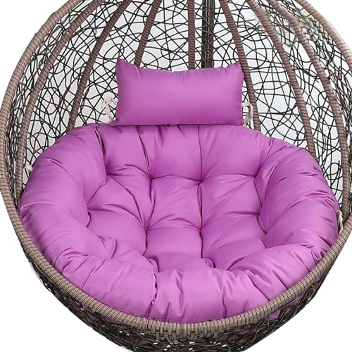 Chaise balançoire de jardin en rotin avec coussin de grande taille - Hamac à suspendre pour intérieur et extérieur - Violet noble