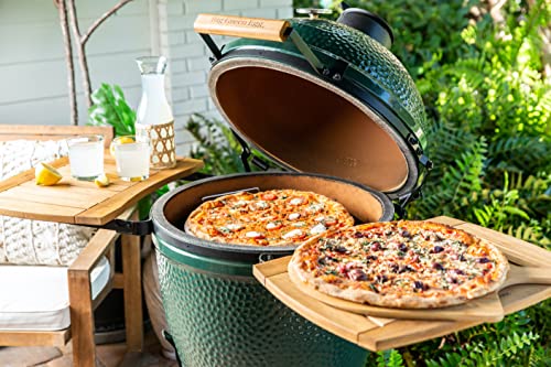 Cuzi Gourmet 4-Piece Large Pizza Stone Set - 13" Thermal Shock Resistant Cordierite Pizza Stone With Handle Rack, 19" Natural Bamboo Pizza Peel & Pizza Cutter - Large Baking Stone For Grill And Oven #TOP4