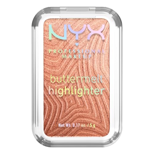 NYX Professional Makeup Buttermelt Highlighter, Iluminador en Polvo, Fórmula Resistente a Transferencias con Manteca de Mango, Karité y Almendra para un Glow Radiante, 12 Horas, Bright y Butta
