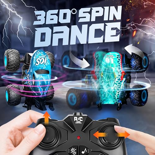 Image of BEZGAR Monster Truck Toys - Remote Control Monster Trucks with Light & Music, Dinosaur Toys for Kids, 1:20 Scale RC Truck with 360 Spins and Drifting, Remote Control Car for Boys with Two Car Shells