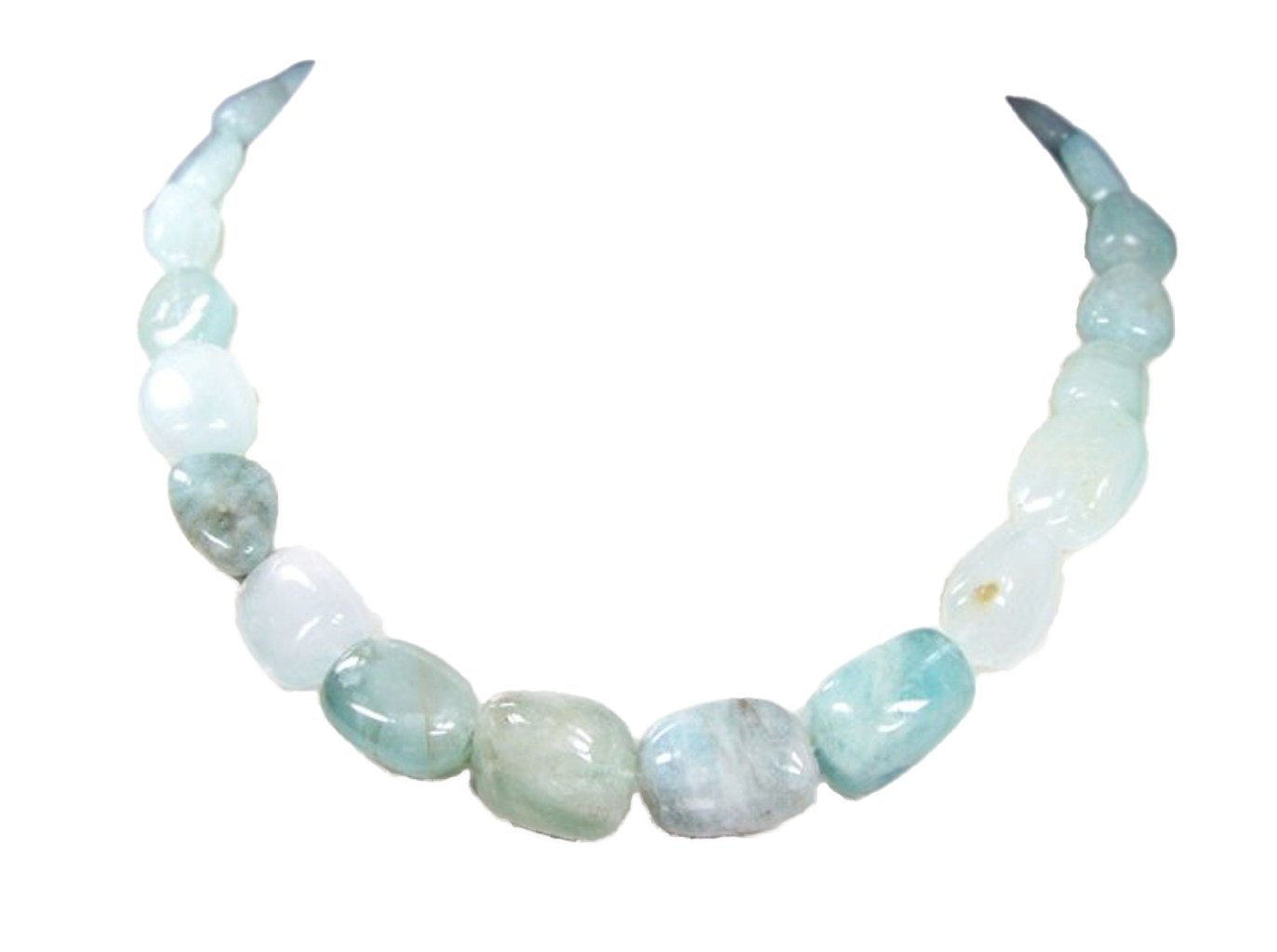 Charming necklace Aquamarine unformed L-49cm, from semiprecious stones * beautiful handcrafted lady chain * precious stones * color: different shades of light blue * this wonderful and fine jewellery has a very stunning and charming look! *New*