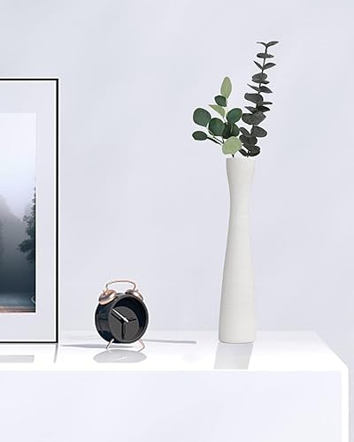 Miniatura 6 de MZYOUHUO Jarrón alto blanco de 16.5 pulgadas, jarrón de cerámica hecho a mano, estilo minimalista moderno para sala de estar, hogar, oficina, centro