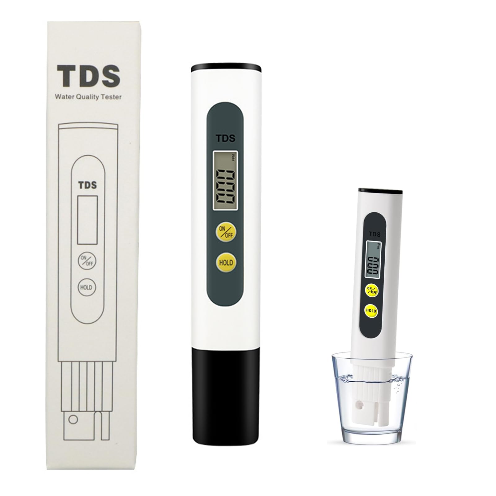 Water Quality Tester TDS Meter Digital Water Quality Tester Watertesting Kit 0-9990ppm Measuring Range 1% Readout Accuracy LCD Display Fast Detection Portable Design Watertester Household Outdoor Use