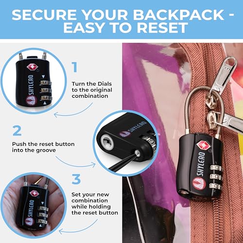 Image of SHYLERO Clear Backpack Heavy Duty has TSA Lock, 2-WAY Zipper. PVC Transparent Backpack Is Extra Large - H18''xW14''xD8 - Brown