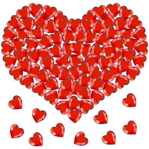 PPGGOPP Rote Diamanten Deko Herz,200 Stück Rot Herzen Diamantkristalle 12mm,Acrylic Heart Diamanten,Herzen Tisch Streu Deko,Tischdeko Herz für...