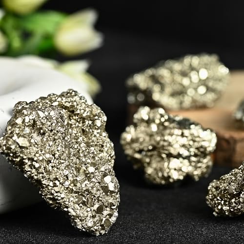 Image of ZAICUS Natural Pyrite Stone for Wealth (40-80g) - Authentic Mineral Specimen, Money-Attracting Healing Crystal, Raw Cluster for Abundance, Manifestation, and Reiki - Boost Positive Energy & Prosperity