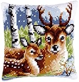 40,6 x 40,6 cm. Vervaco - Kit de Punto de Cruz para cojín (40 x 40 cm, Tela Impresa), diseño de corzos