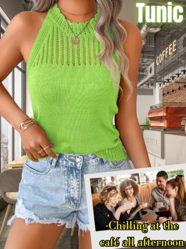 Image of ChiaoLezhee Women's Summer Knit Tank Tops, Racerback High Neck Lightweight Sweater Vest, Dressy Casual Outfits