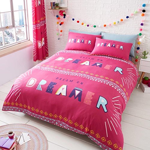 Artistique Fashionista Neuf Qualité Luxe et Modernité Dream on Housse de Couette/Housse de Couette avec taie D'Oreiller Parure de Lit, Rose/Violet, Simple