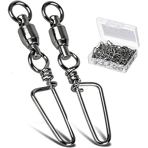AMYSPORTS Saltwater Connector Fishing Snap Swivel High Strength Snaps Swivel Freshwater Ball Bearing Fishing Swivels Stainless Steel Corrosion Resistant Black Nickel 25pcs 121lbs Cover