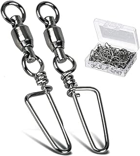 AMYSPORTS Saltwater Connector Fishing Snap Swivel High Strength Snaps Swivel Freshwater Ball Bearing Fishing Swivels Stainless Steel Corrosion Resistant Black Nickel 25pcs 48lbs