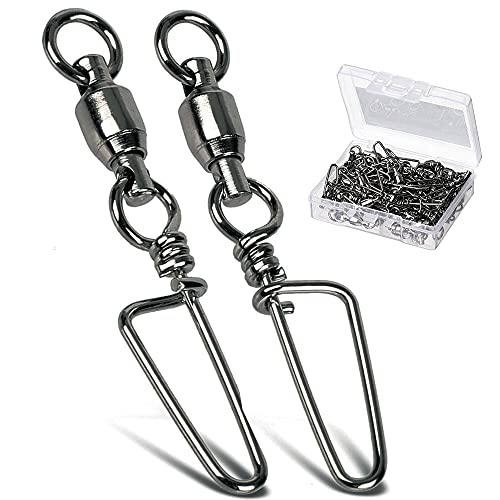 AMYSPORTS Saltwater Connector Fishing Snap Swivel High Strength Snaps Swivel Freshwater Ball Bearing Fishing Swivels Stainless Steel Corrosion Resistant Black Nickel 25pcs 77lbs by AMYSPORTS - Used condition - US$17.10