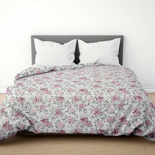 Image of LINENWALAS Premium Printed 100% Cotton Duvet Cover for Double Bed | Double Size Comforter Cover |Rajai Cover | Quilt Cover with Zipper Closure 90 x 100 Inches (Garden of Grace, Double Size)