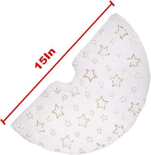 Miniatura 3 de Paquete de 2 faldas de árbol de Navidad de 15 pulgadas, falda de árbol de Navidad a cuadros para decoración familiar de fiesta de Navidad