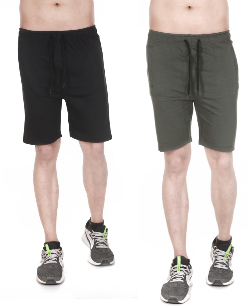 mukhaksh (Pack of 2 Boys Gym Wear Running Casual wear Lounge wear shorts with string nada and Zipper pocket both sides-picture-49