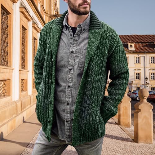 ZOCANIA Cardigan Sweaters for Men Cable Knit Sweater Shawl Collar Button Down Cardigans Casual Long Sleeve Mens Fall Sweater2
