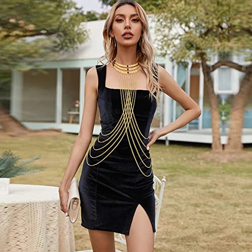 YADOCA Body Chain for Women Sexy Gold Layered Crossover Tassels Bra Chain Minimalist Belly Chain Necklace Summer Beach Bikini Body Jewelry4