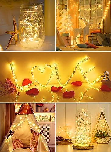 Minetom 12 Pack Fairy Lights Battery Operated -7Ft 20 Led Silver Wire String Lights Waterproof Mini Firefly Lights thumb #3