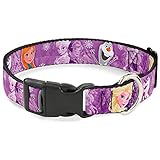 Buckle-Down Plastic Clip Collar - Frozen Anna/Elsa/Olaf Poses/Scenes Purples - 1