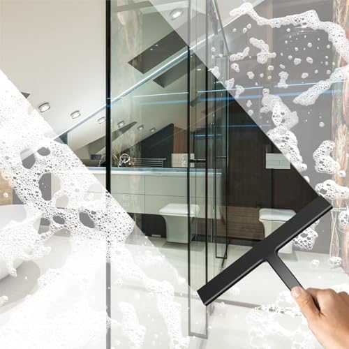 Silikon Bad Abzieher Dusche 24CM In Der Breite Fensterabzieher Glasabzieher Dusche Abzieher Für Dusche Duschabzieher Schwarz Flitsche Für Dusche Für Glas, Spiegel, Fenster, Fliesen