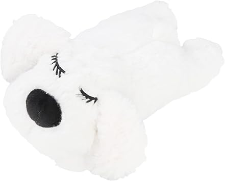 Eacam Toys Interactive Dog Toy Puppy Calming Aid Interactive Pet Toy Electronic Dog Plush Heartbeat Stuffed Animal with Soft Plush Heartbeat for Cats and D white