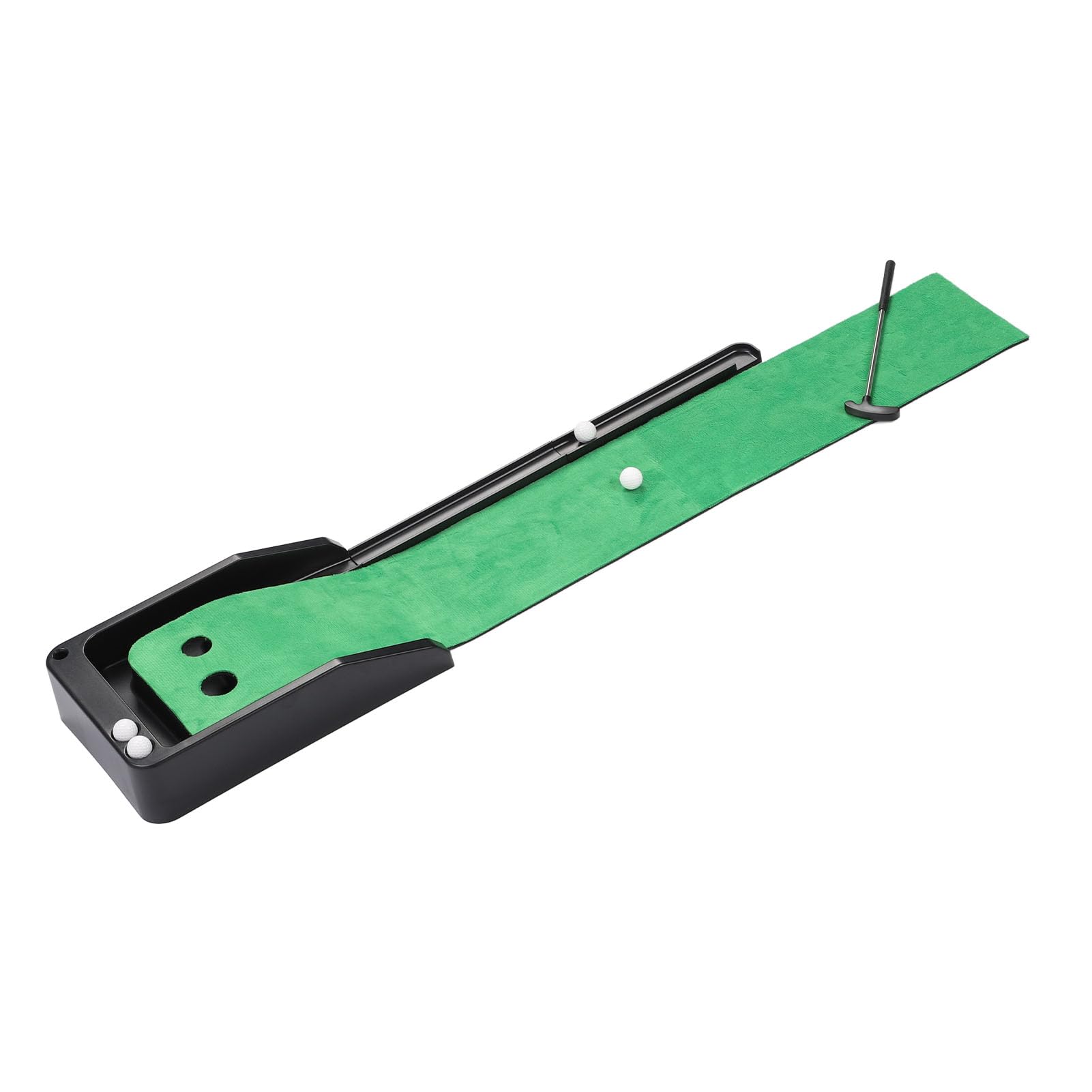 Putting Trainer Automatic Return, Green Velvet Mat, Antislip Rubber Base, Home Office Use