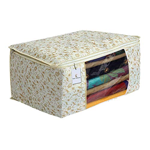 Image of Kuber Industries Shining Metalic Print 6 Piece Non Woven Saree Cover Set, Brown