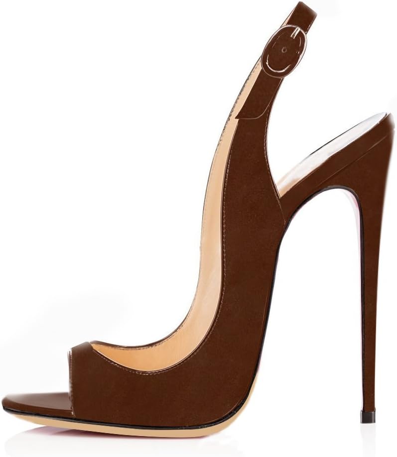 elashe Women High Heels Pumps | Slingback Party Wedding Pumps | Peep Toe Stiletto | 12cm Elegante Sandals