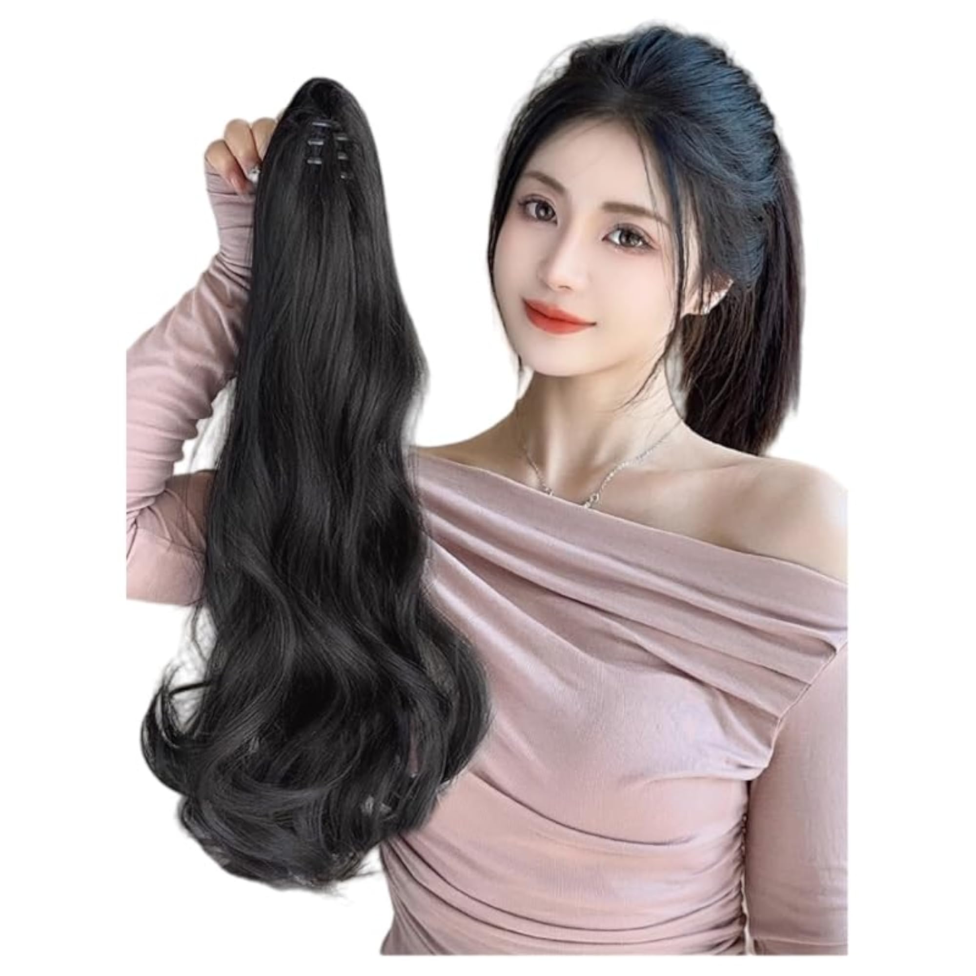 Dark Brown Ponytail Wig, 50 Cm Curly Hair