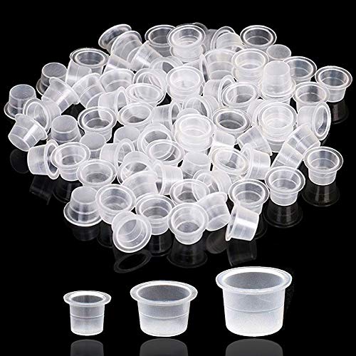 Tattoo Ink Caps Cups, CINRA 300pcs Mixed Sizes Tattoo Ink Cups Caps #9 Small #13 Medium #16 Large Size Pigment Caps Microblading Ink Cups for Tattoo Pigment Ink Tattoo Machine Kits Supplies (300PCS)