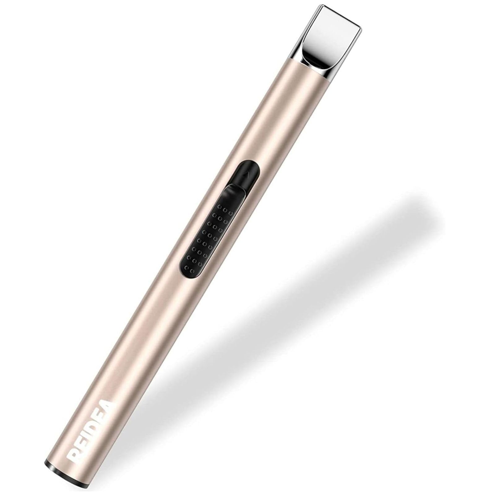 REIDEA Electronic Candle Lighter Arc Windproof Flameless USB Rechargeable Lighter with Safety Button for Home Kitchen Champagne Gold S4