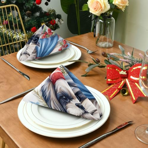 Servilletas de Tela Christmas Watercolor Perro x6 miniatura 4