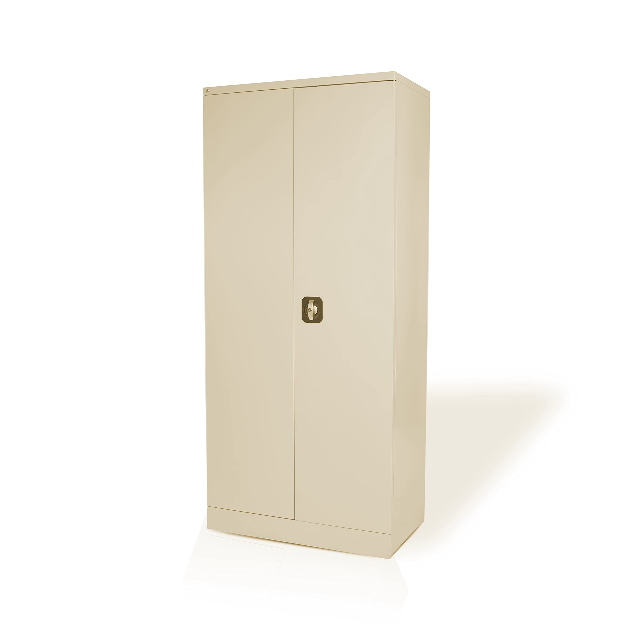 RIGID Steel Wardrobe with Clothes-Hanging Space Shelving,Cabinet with Shelves Storage Compartment- Flush Key lock (Beige)