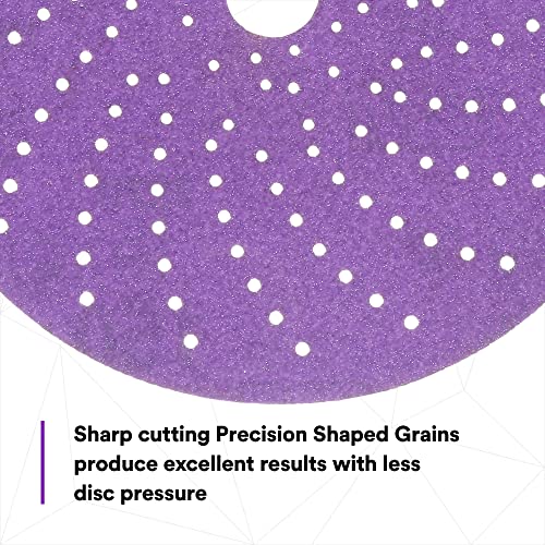Image of 3M Cubitron II Hookit Clean Sanding Abrasive Disc 31373, 6 in, 150+ Grade, Pack of 50 Discs, Virtually Dust-Free, High Performance, Long Lasting, Multi-Hole Pattern, Feather Edging, Stock Removal