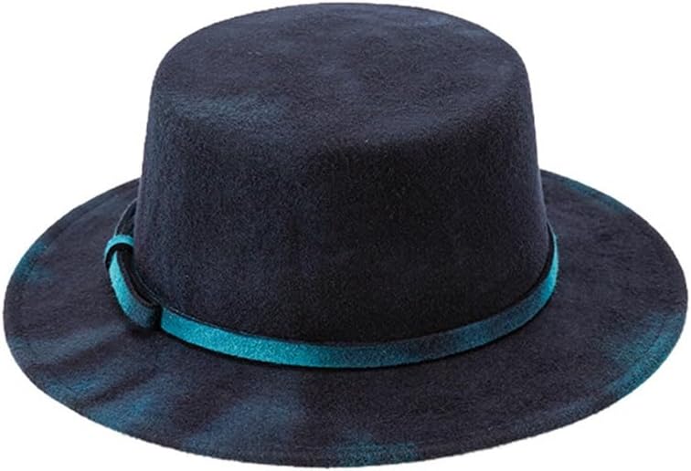 Flat Top Hat Men and Women Leisure Manual Tie-dye Intercolor Autumn and Winter British and