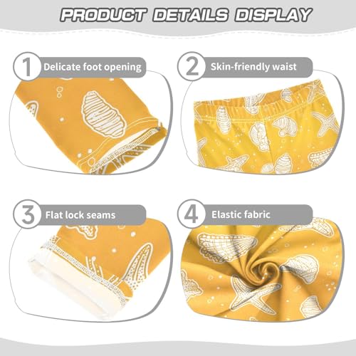 Beach Starfish Seashell Bubbles Girls Leggings Soft Stretch Workout Yoga Dance Pants for Kids Casual Tights3