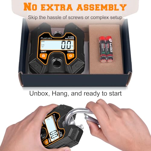 fuzion mini crane scale - hanging scale 440lb200kg1960n deer scale with large lcd display hold amp tare functions for hunting farms fishing no setup required