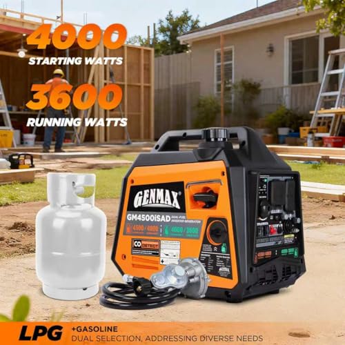 GENMAX 4500W Peak Dual-Fuel Silent Inverter Generator (2026 Model) - Ultra-Lightweight with CO Detector, EPA Compliant, Ideal for Home Backup & Outdoor Camping (GM4500iSAD) - Image 4