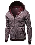 Youstar Fine Quality Plush Fleece Lined Zip up Hoodie Jacket Burgundy Size L