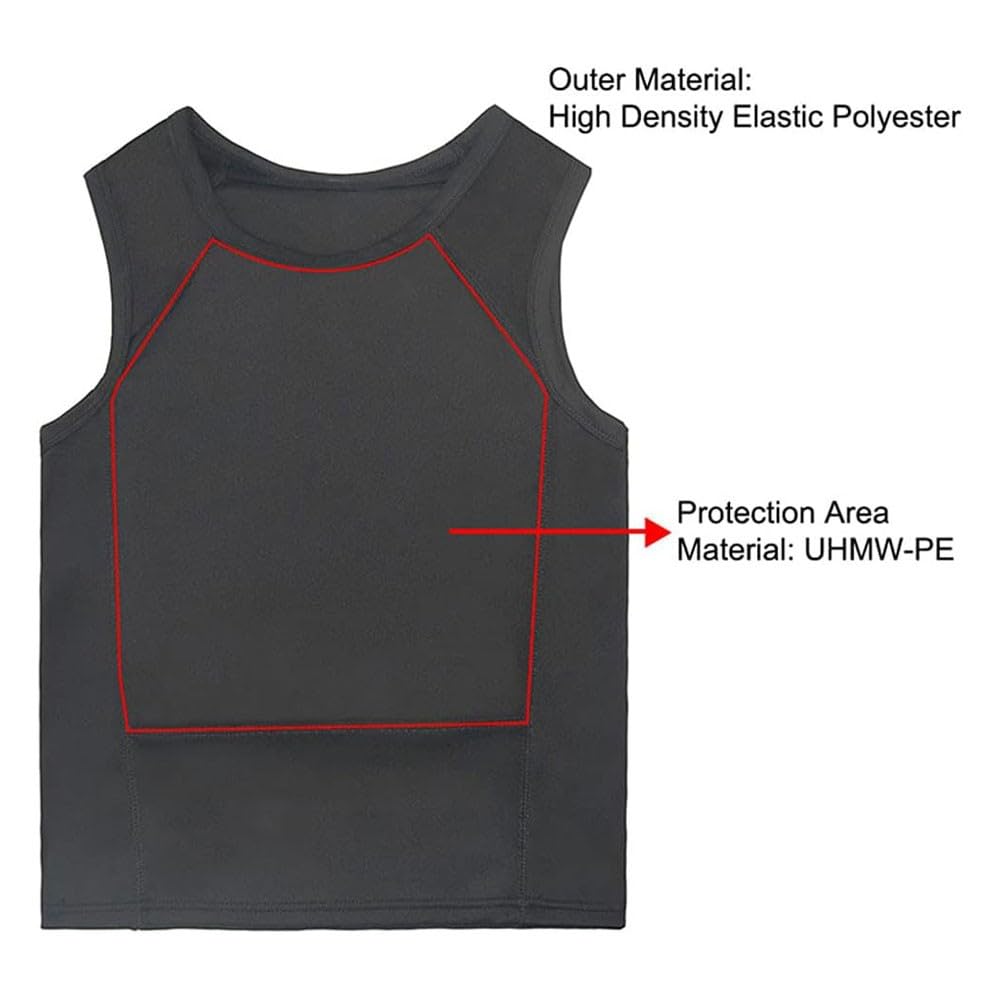 Discreto Chaleco antibalas Nivel IIIA - Oculto Oculto en el Interior Use una Camiseta Suave antibalas para protección de Seguridad Personal