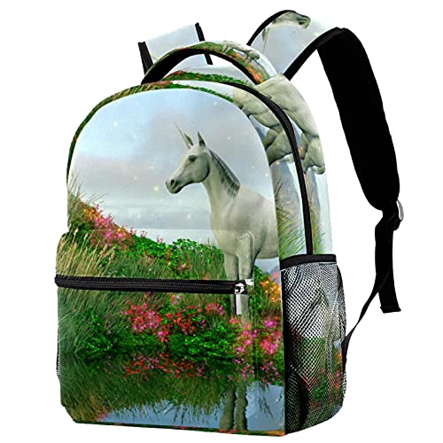 Sac à dos d'école licorne multicolore avec compartiment PC portable pour enfant