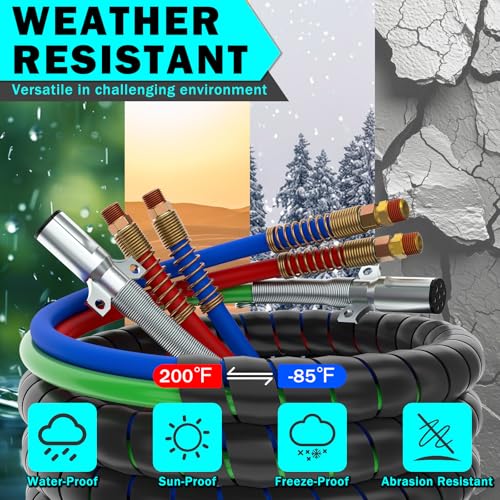 CheeMuii 15FT Semi Truck Air Line Kit with Gladhand Holder and Springs Kit Red & Blue Air Brake Hoses and 7 Way Trailer Cord 3-in-1 Air Lines Set for Semi Truck Trailer Tractor by CheeMuii - Image 8