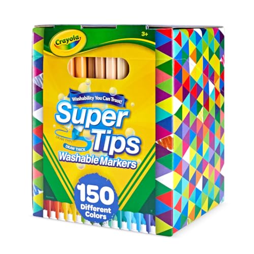 Image of Crayola Super Tips Marker Set (150ct), Teacher Classroom Must Haves, Homeschool Supplies, 2-in-1 Fine Point & Broad Line Markers for Kids, 3+ (Pack of 6)