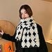 MININAI Fashion Argyle Pattern Scarves for Women Fall Winter Plaid Knit Scarf Soft Cold Weather Warm Y2k Accessories (Black)